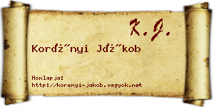 Korényi Jákob névjegykártya